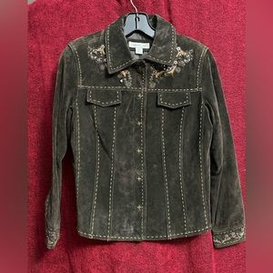 Coldwater Creeo Brown Suede Western Embellished Jacket Size PS